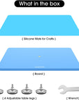 Resin Leveling Table, 16" X 12" Adjustable Resin Table with Silicone Mat, Resin Accessories, Multipurpose Leveling Table for Resin Molds, Paint Projects, Acrylic Pouring Tool (Blue)