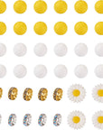 65Pcs Daisy Flower Silicone Focal Beads Yellow Silicone Rubber Beads Summer Focal Bracelet Beads Glass Rhinestone Beads for Necklace Spring’S Festival Jewelry Making