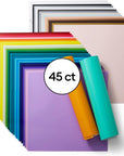 Vinyl Permanent - Everything Sampler, 12X12 Vinyl Sheets and Transfer Tapes, Create Long-Lasting DIY Projects, Durable Adhesive Vinyl for Machines, (Pack of 45 with 40+ Colors)