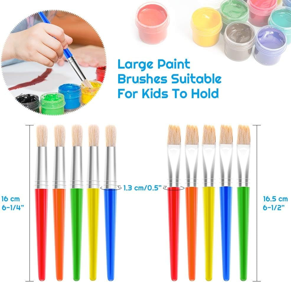 Paint Brushes,  30 Kids Paint Brushes Bulk Children Paint Brushes Set with Jumbo round Watercolor Paint Brush and Large Flat Craft Paint Brushes