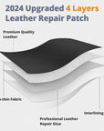 Self Adhesive Leather Repair Patch 3 Pcs, 8 X 11 Inch Black Leather Repair Patch, Leather Repair Tape for Furniture, Couch, Car Seat, Office Chair