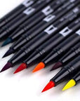 56217 Dual Brush Pen Art Markers, Retro, 10-Pack. Blendable, Brush and Fine Tip Markers