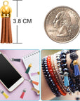 240 Pieces Keychain Tassels Bulk Leather Tassel Pendants Colorful Tassel for Keychain, Craft and DIY Projects, 60 Colors (Gold and Silver Cap)