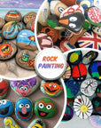 40PCS Rocks for Painting,Smooth Unpolished Craft Rocks Stones DIY Rocks Flat Assorted Size and Shapes Range around 1.5-2.36 Inch Each for Kids Painting Arts,School Painting Projects,Party,Gifts