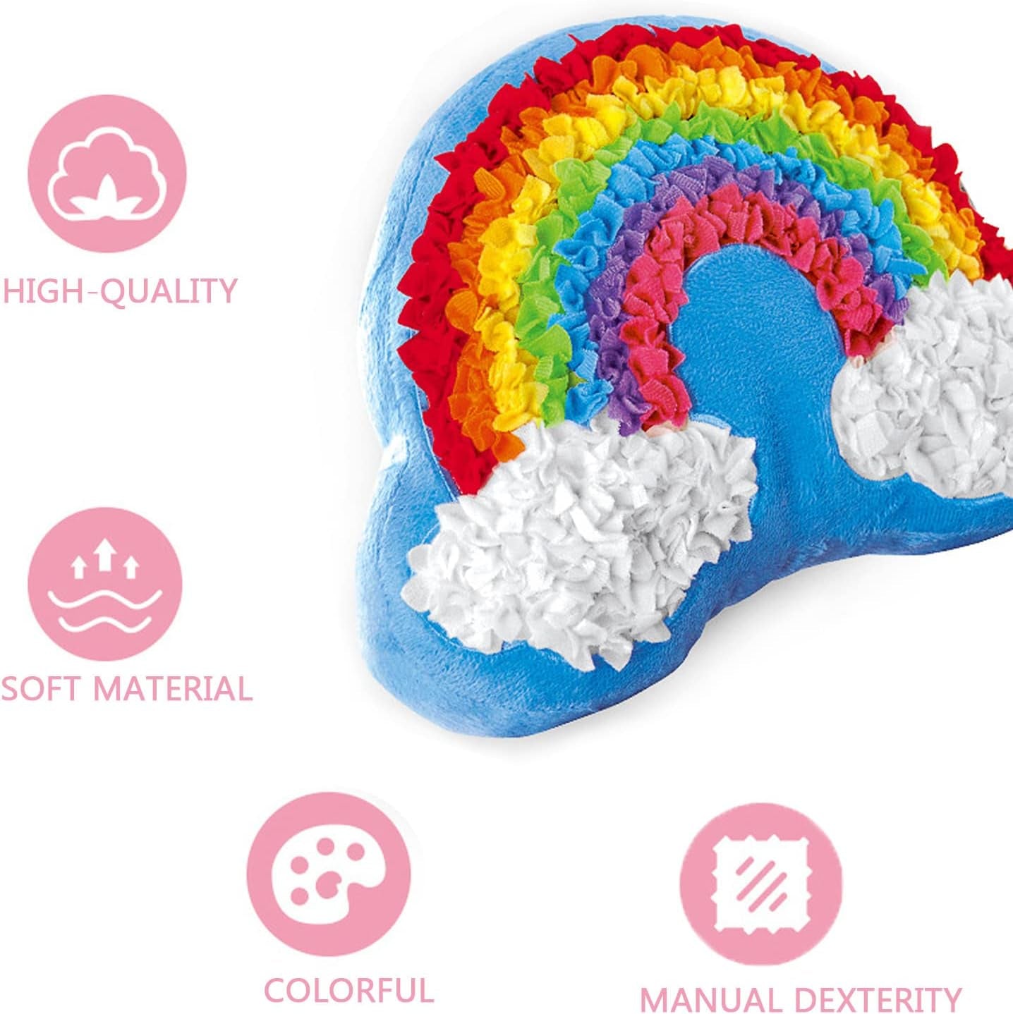 Plush Craft Rainbow Pillow, Fabric by Number Art & Crafts, No Sewing, Making Your Own DIY Rainbow Pillow, Kids Project, Learning Fun, Ages 5+