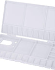 Watercolor Palette Folding Paint Tray Plastic Painting Pallet with 33 Compartments, Thumbhole and Brush Holders, White