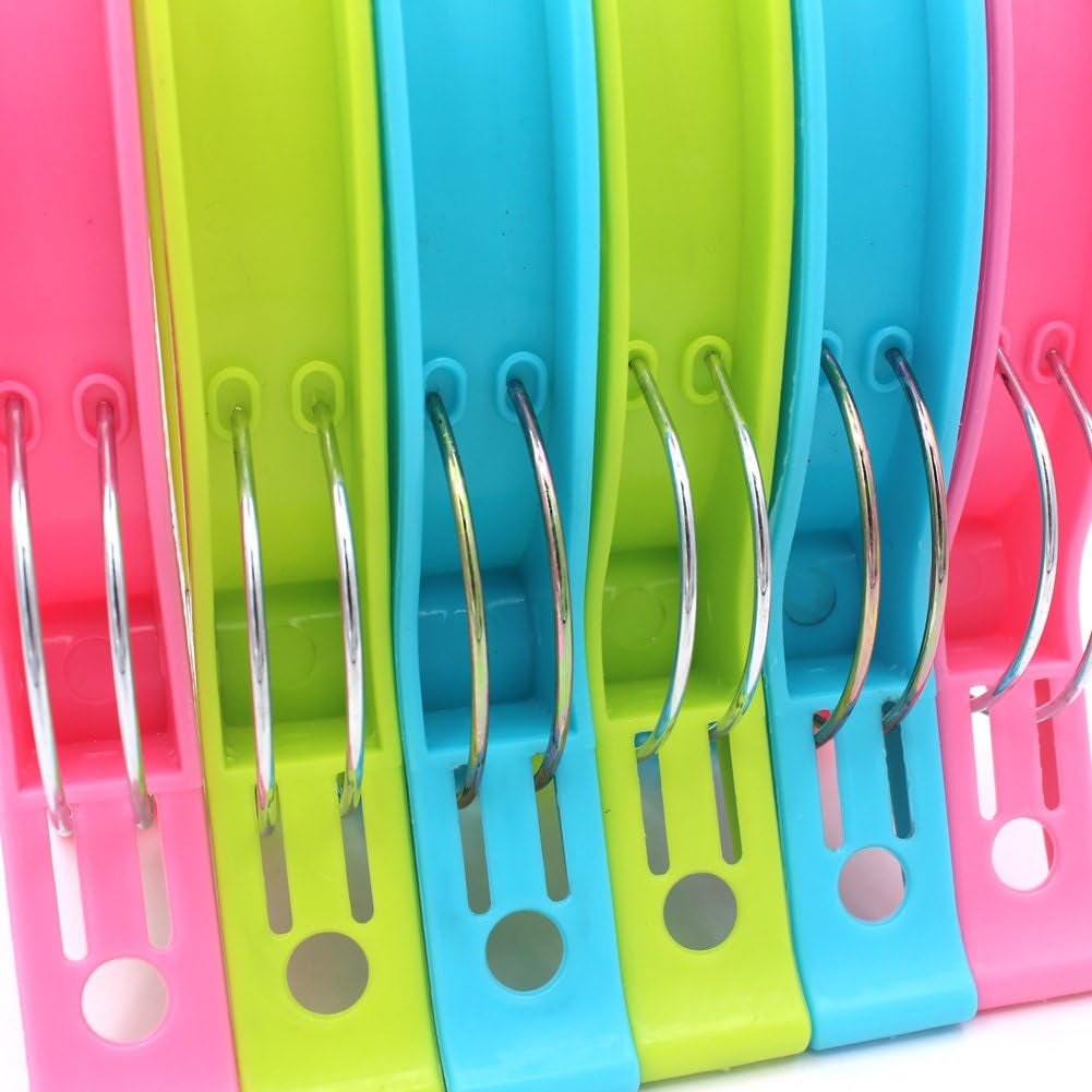Set of 6 Super Jumbo Plastic Clips for Keeping Towels Sheets Quilts Clothes from Blowing Away