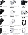12 Pairs Stainless Steel CZ Stud Earrings Hoop Earrings Set Huggie Hoop Ear Piercing for Woman/Men/Teen Girls and Boys Gift