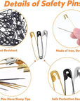 600 Pcs Safety Pins Assorted, 4 Sizes Large and Small Safety Pins for Clothes,Black Gold Silver Safety Pins Rust Resistant for Art,Crafts, Sewing and Jewelry Making
