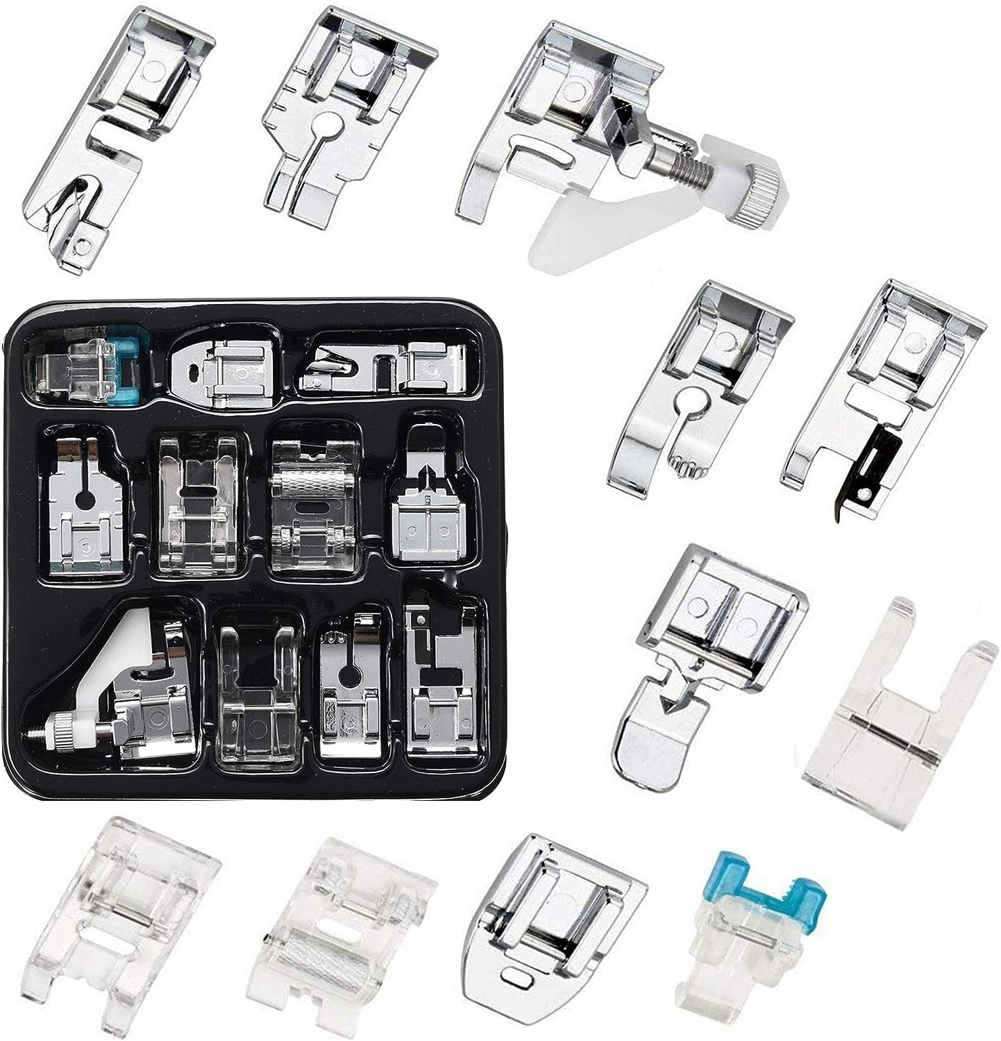 Presser Feet Set 11Pcs Snap on Sewing Machine Foot for Brother Singer Janome Babylock Kenmore Low Shank Sewing Machine Use