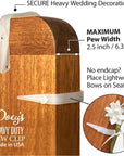 Church Pew Clips and Bow Holders - Wedding Decorations Made in USA Heavy Duty Plastic Hooks Attach Pew Bows, Flowers, Signs, Tulle to Aisle Chairs, Pew Ends, Tables, Railings (Pack of 12)