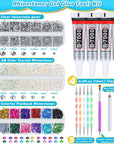 B7000 Jewelry Glue with Rhinestones for Crafts, 4500Pcs Rhinestones with Gems Adhesive for Shoes Cloth Fabric with Picker Pencil for Crafting Diamond Art Graduation Cap Decorations