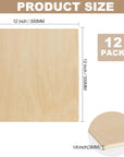 12 Pack Basswood Sheets 1/8 Inch Plywood 3Mm Basswood Sheets, Square Unfinished Wood Boards Sheets for Crafts, DIY Project, Mini House Building Architectural Model Making 11.8 × 11.8 Inch