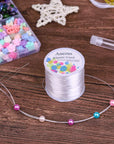 Stretchy String for Bracelets, Elastic String Jewelry Bead Cord with 2Pcs Large Eye Beading Needles for Seed Beads, Pony Beads, Bracelets and Jewelry Making White