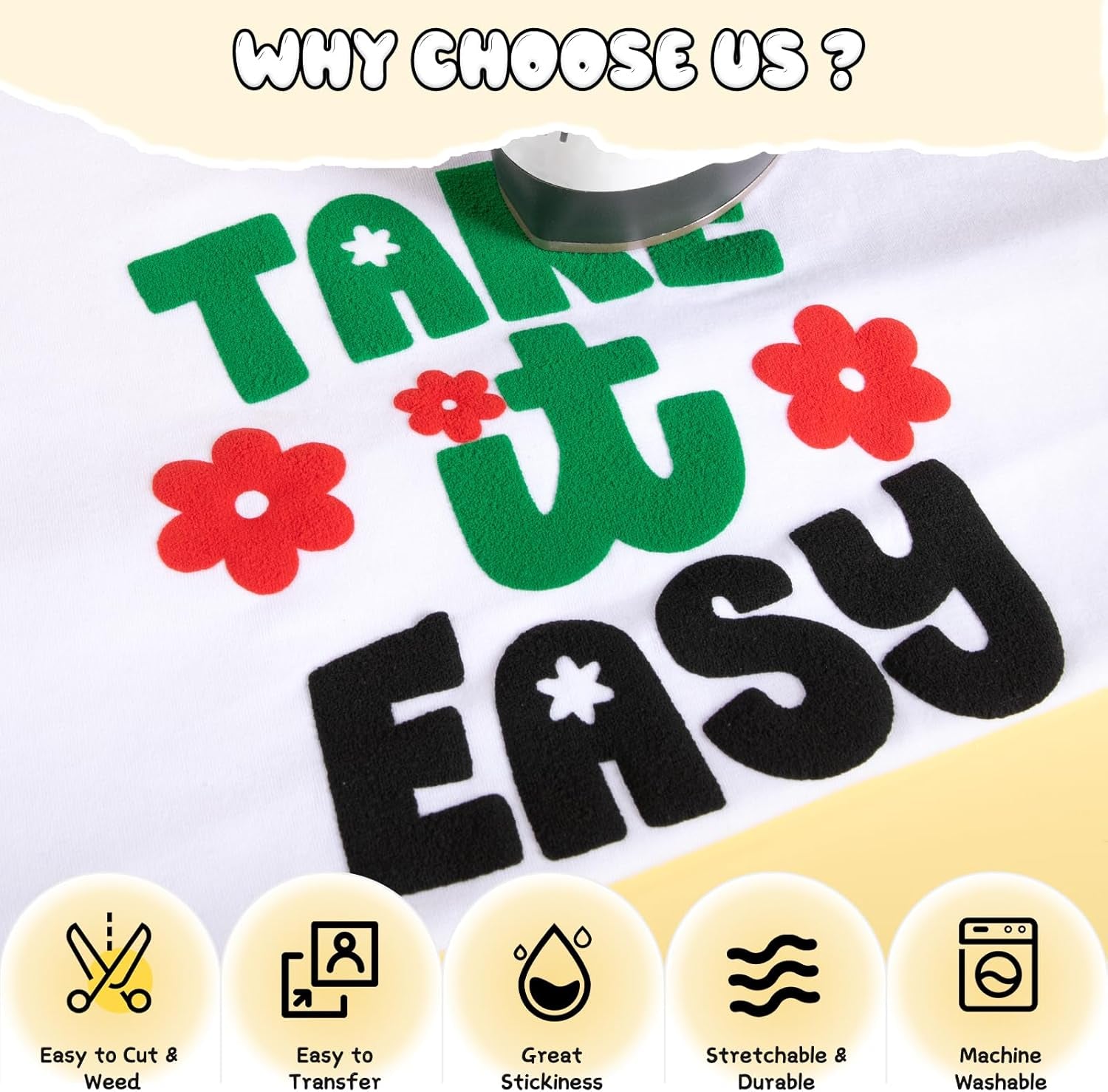 Puff Vinyl Heat Transfer - 12" X 15FT White Puff Vinyl Heat Transfer for T Shirts, White Puff HTV Vinyl Heat Transfer for Cricut & Cameo - Easy to Cut & Weed for Heat Vinyl Design(White)