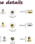 Earring Backs 6 Styles 170 Pcs, Hypoallergenic Metal Earring Backs, Bullet Shape Safety Earring Backs Replacements for Earring Studs Hoops