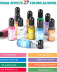 Alcohol Ink Set 27 Vibrant Colors,Epoxy Resin Paint Colour Dye, Concentrated Alcohol-Based Ink Pigment for Resin Petri Dish, Coaster, Resin Art, Tumbler Making, Acrylic Painting - 0.35Oz Each