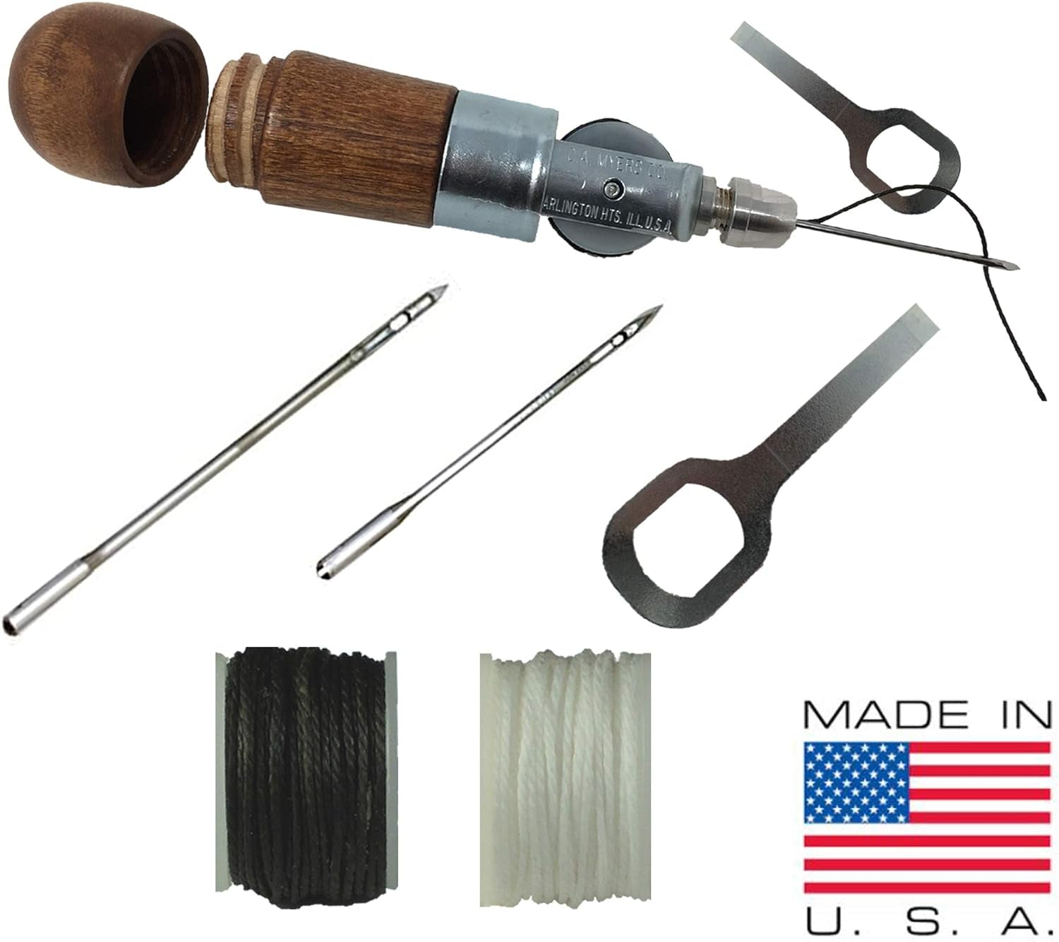 Repair Stitch Tool | Made in USA | Sewing Awl for Bounce Houses, Inflatables, Leather, Thick Fabric, Shoes, Bags, Belt, Upholstery Repair Kit & Crafts Leather, Tarp Stitching. Professional Heavy Duty