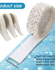 3 Rolls Pearl Ribbon Self Adhesive Pearl Rhinestone Ribbon Pearl Stickers Crystal Pearl Strips Rhinestone Strips Pearl Trim for Crafts DIY Wedding Birthday Party Phone Shoes Decoration