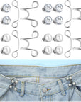 24 Pieces Jean Button Pins Adjustable Buckle Extender Set, No Sewing Required, Pant Waist Tightener for Jeans Dress Fit Instant Button, 4 Set (Pearl and Diamond Style)