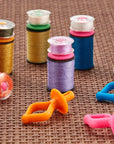 60 Pieces Bobbin Holders for Thread Spools Bobbin Clips Bobbin Thread Holder on Spool Tops Bobbins Sewing Machine Quilting Supplies Spool and Bobbin Holder for Embroidery with 4 Colors