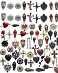 Baroque 64Pcs Assorted Gold Black Red Rose Skull Enamel Charms Coffin Cross Halloween Charm Pendant DIY for Earrings Necklace Bracelet Jewelry Making and Crafting