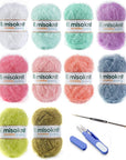 Pastel Scrubby Yarn for Dishcloths Crocheting 10 Skeins Package (Type B) - Polyester 100%, 1.4Oz(40G) Each, 98 Yards per Skein