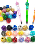 20Mm Rhinestone Beads 50Pcs Beaded Pens Beads Chunky Bubblegum Large Spacer Charms Sparkle Bling Ball Bulk Mix Colors Randomly (20Mm)