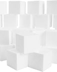 30 Pack Foam Craft Blocks for Modeling, 3 Inch Mini Square Cubes for Sculpting, School Projects (White Polystrene)