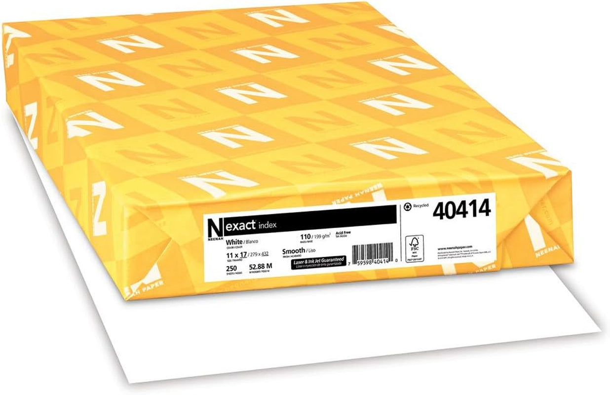 Paper 40414 Exact Index Card Stock, 110Lb, 92 Bright, 11 X 17, 250 Sheets
