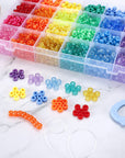 2880Pcs Pony Beads Kit, Kandi Beads for Hair, Rainbow Beads Plastic Bead for Craft 6 X 9Mm 24 Colors 4 Styles Large Hole Beads Set for Bracelets Jewelry Making