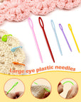 300Pcs Stitch Markers with 6 Pieces of Large Blunt Sewing Needles,Colorful Knitting Markers,Plastic Crochet Hook Clip,Bulk Crochet Hook Markers for Knitting Stitch Locking Clip Crochet Hooks