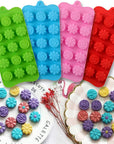 Flower Shape Silicone Molds, 4 Packs 15 Cavity Nonstick Food Grade Silicone Molds DIY for Chocolates, Candies, Ice Cubes, Jellos, Handmade Soap, and Bath Bombs