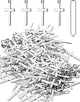 50 Pieces Cross Pendant Silver Pendant Antique Mini Cross Charm Alloy Necklace Charms Hanging Tiny Charms with 50 Pieces Chain for Jewelry Making Christmas Crafts DIY Key Chain Necklace Bracelet