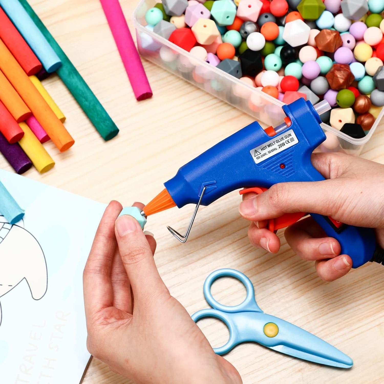 Mini Hot Glue Gun with Glue Sticks for Class Projects Small Hot Melt Gun for Kids Low Temp Glue Gun with Rubber Protector Craft Glue Gun for DIY Arts, Sealing, Home Repairs, 20 W (4 Pieces)