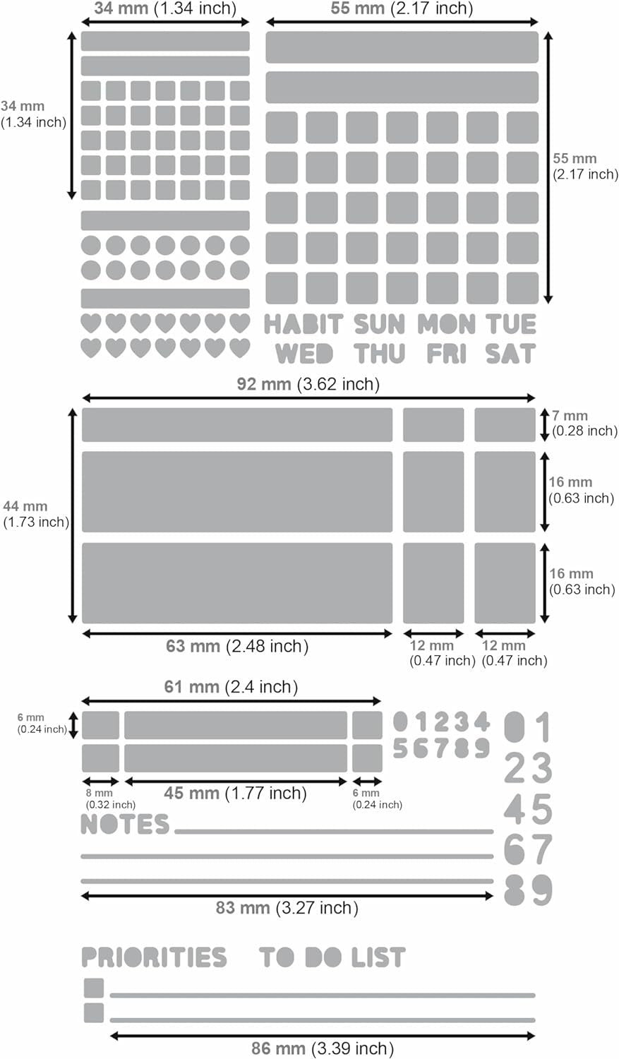 No.423 Metal Stencil for Bullet Journaling, Makeselife Stencil Bookmark, Planning, Banners, Lines, Lists, Planner Stamps, Habit Tracker, Dot Journal Stencil for Diary, Template, Scrapbook