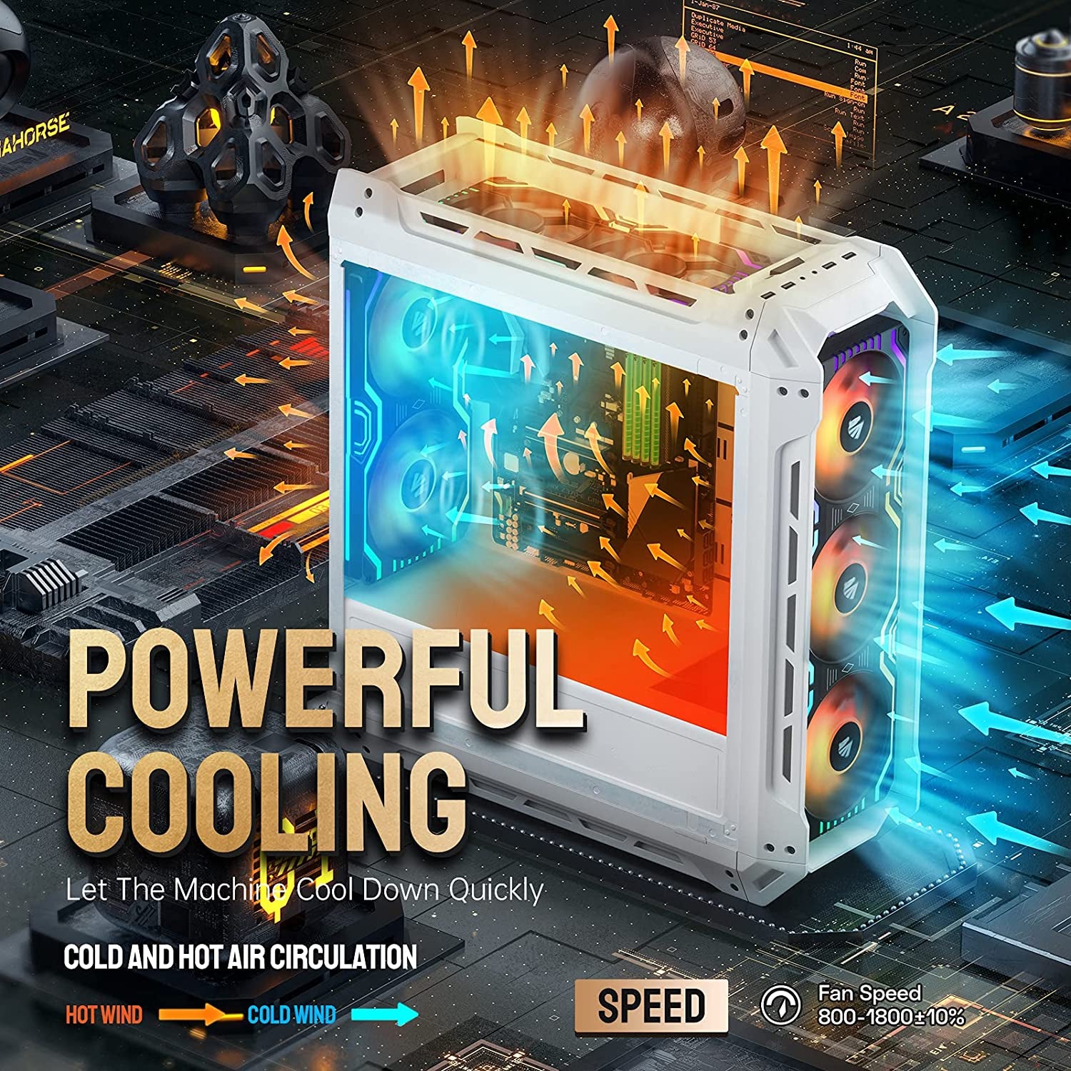 Matrix-Black 48 Addressable RGB Leds 240MM All-In-One Square Frame Integrated Fan with MB Sync/Analog Controller, Integrated PWM Control Fan for Computer Case and Liquid Cooling System