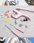 Plastic and Metal Snap Buttons with Snaps Pliers Set,300 Sets Plastic and Metal Snap Buttons for Sewing and Crafting (Pink)
