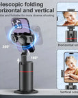 P02 360 Rotation Gimbal Stabilizer, Follow-up Selfie Desktop Face Tracking Gimbal for Tiktok Smartphone Live,with Remote Shutter