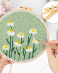 Punch Needle Embroidery Starter Kits,Rug Hooking Kit for Kids and Adults Beginners,Handcraft Punch Needle Kits with Embroidery Hoops,Flowers and Plants Pattern