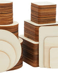 Set of 130 Unfinished Wooden Squares and Circles for Wood Burning Projects, DIY Crafts (3 Sizes/Shape)