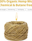 200 FT Organic Hemp Wick, Hemp Wick Well Coated Natural Beeswax for Hemp Wick Lighter or Candle Making, Slow Burn, No Dripping, Standard Size(1.1Mm)