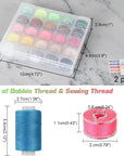 100Pcs Bobbins Sewing Threads Kit, 500 Yard per Polyester Thread Spools, Prewound Bobbins with Case, Sewing Threads for Sewing Machine, Sewing Supplies for Hand, Travel, DIY and Home, 50 Colors