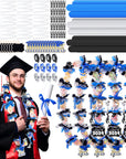 12 Sets 2024 Graduation Candy Lei Making Kit Candy Lei Tubing Include Mesh Poly Tubing 197 Yard Gift Ribbon Grad Petal Clip Mini Chalkboards Grad Cap Card for Crafts Graduation Party Gift, Blue