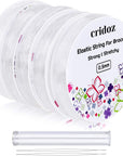 Stretchy String for Bracelets, 5 Rolls Clear Elastic String Stretch Cord Jewelry Bead Bracelet String with 2 Pcs Beading Needles for Seed Beads, Pony Beads