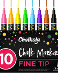 10 Fine Tip Liquid Chalk Markers for Chalkboard Signs, Blackboard, Window, Labels, Bistro, Glass, Car (10 Pack 3Mm) - Wet Wipe Erasable Ink Chalk Board Markers, 3Mm Reversible Tip Chalk Pens