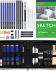 Sketching and Drawing Pencils Set, 37-Piece Professional Sketch Pencils Set in Zipper Carry Case, Drawing Kit Art Supplies with Graphite Charcoal Sticks Tool Sketch Book for Adults Kids