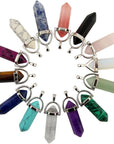 Mutilcolor 50Pcs Gemstone Bullet Meditation Healing Pointed Chakra Crystal Stone Random Color Pendants for Necklace Jewelry Making