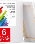 6 Pack Stretched Canvas for Painting 8X10 Inch 5/8" Profile 10 Oz Triple Primed Acid-Free 100% Cotton Blank Canvas, Art Canvases for Acrylic Oil Paint