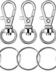 100 Pcs Metal Swivel Lanyard Snap Hook with Key Rings (Silver)